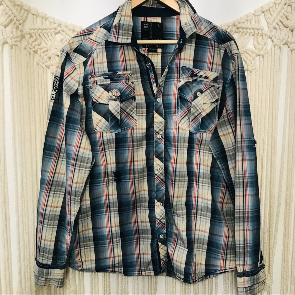 FLTR Men’s long sleeve, snap-front shirt. Sz. Lg